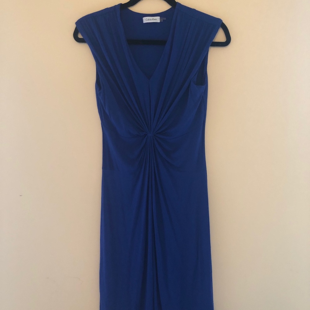 Blue Calvin Klein ruched dress